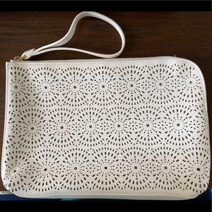 White Faux Leather Clutch